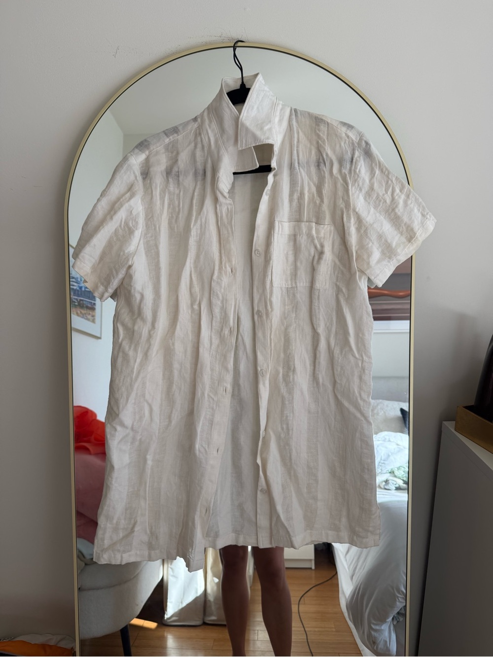 SOLID & STRIPED White Linen Button-Up coverup